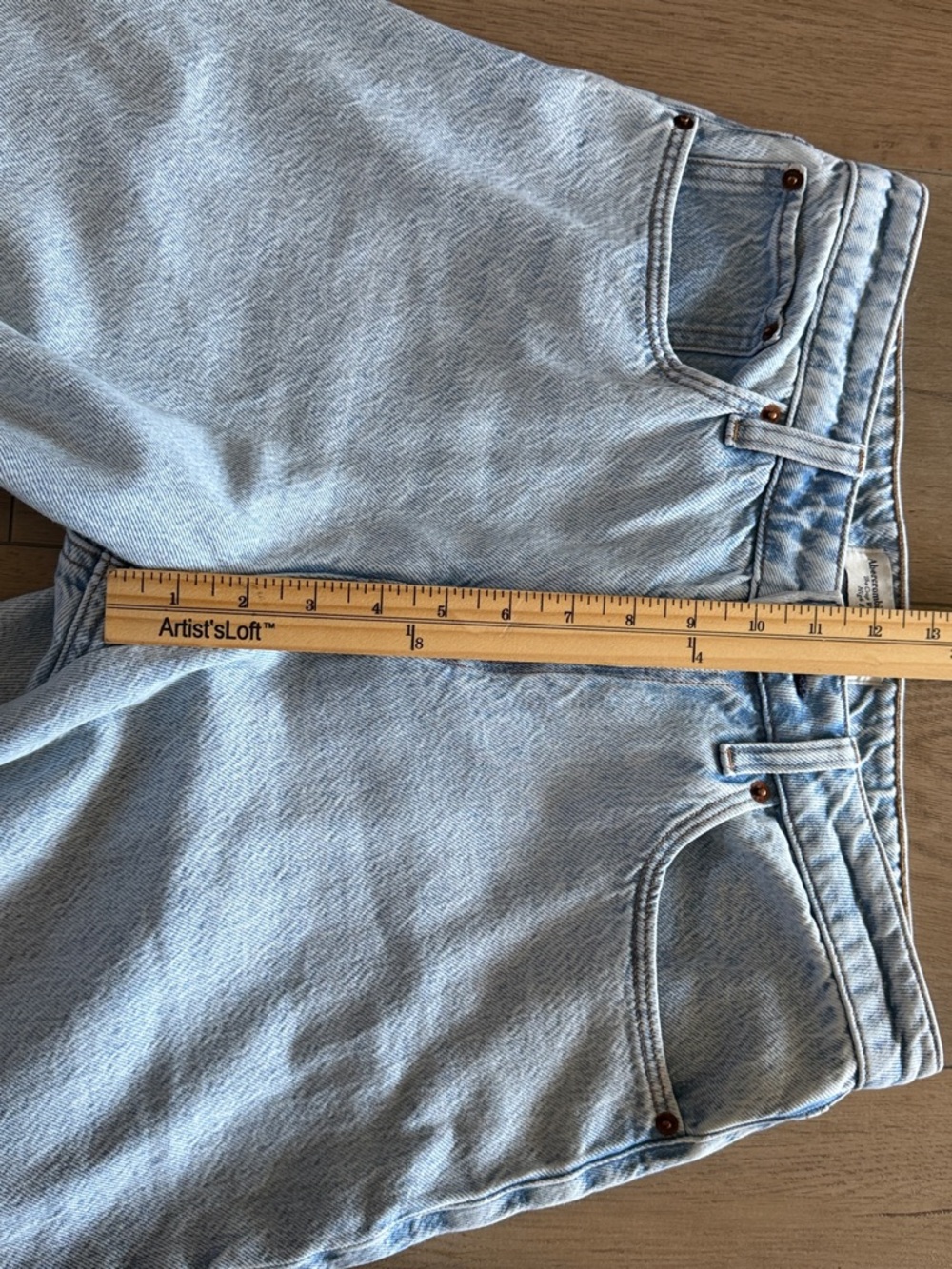 Abercrombie & Fitch Curve Love High Rise Cropped Wide Leg Jeans Sz 6S Light Wash - Picture 10 of 13